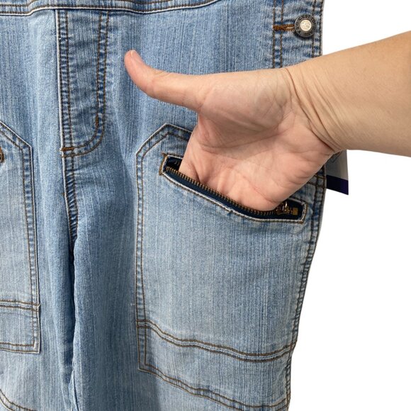 Cest Toi Womens L Stretch Denim Overalls Y2K Hip Hop Zipper Pockets American - Picture 12 of 16